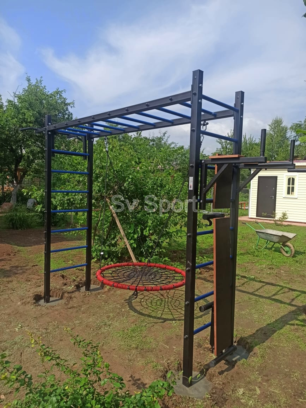 Монтаж уличной шведской стенки Sv Sport Рукоход (4 вертикальных столба)