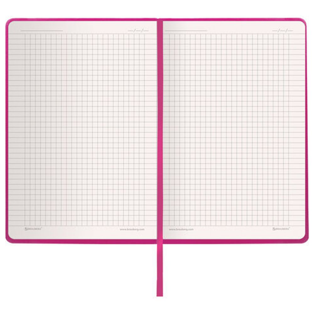Блокнот в клетку с резинкой А5 (148x218 мм), 80 л., балакрон фуксия BRAUBERG "Metropolis", 111587