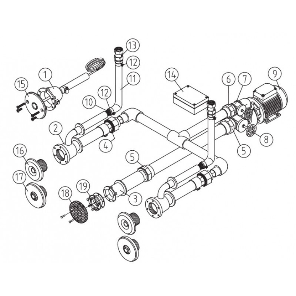 Основной комплект Standard, RG-бронза, 2 форсунки, для бетон.бас., насос-0,5 кВт, 230 В