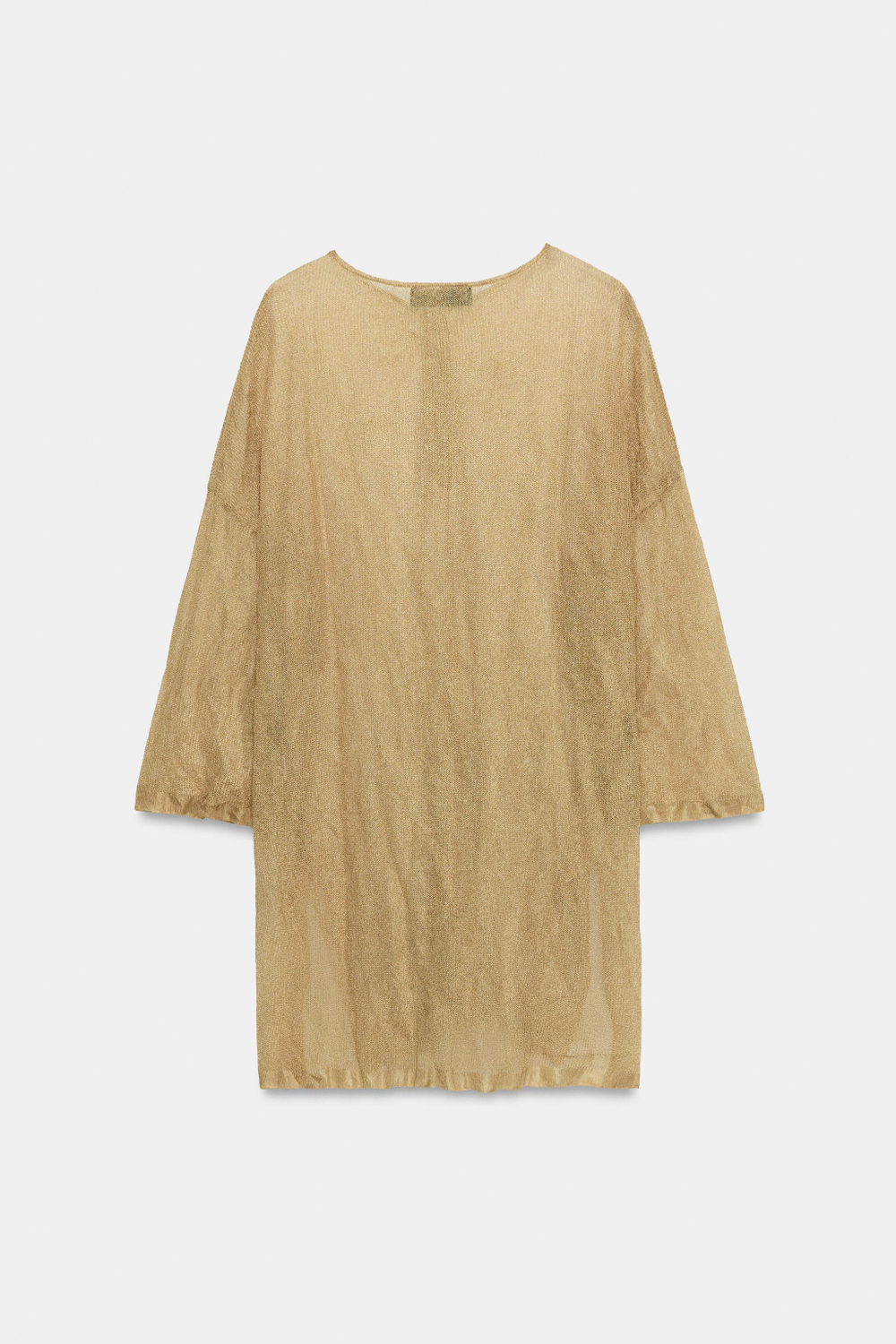 ZARA ТОНКИЙ ТРИКОТАЖНЫЙ ДЖЕМПЕР, ЗОЛОТИСТЫЙ