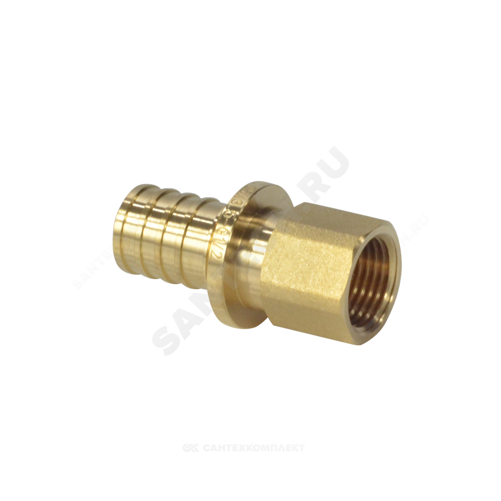 Муфта для PE-X труб аксиальная латунь Дн 25х3/4" ВР РОС
