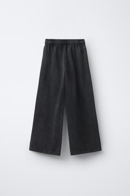 ZARA БРЮКИ WIDE LEG С ЭФФЕКТОМ ПОТЕРТОСТИ, СЕРЫЙ