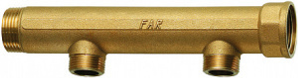 Коллектор 1", ВР-НР, 2 отвода 3/4", НР, межосевое 100 мм FAR