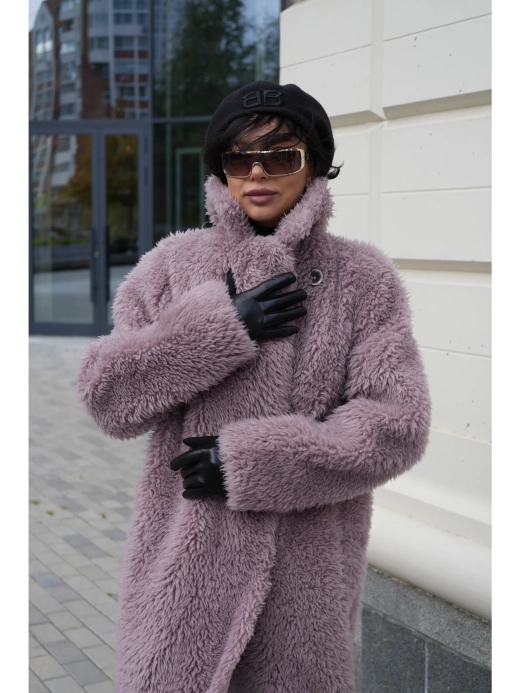 Шуба искусственная чебурашка на основе шерсти, сиреневая, SilverFox
