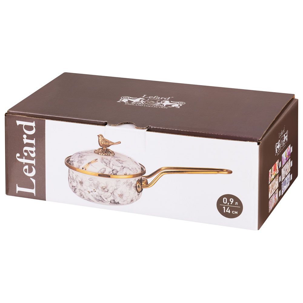 КОВШ LEFARD ЭМАЛИРОВАННЫЙ 14СМ / 0,9Л D=14 СМ ДЛИНА=31СМ ПОДХОДИТ ДЛЯ ИНДУКЦИОН