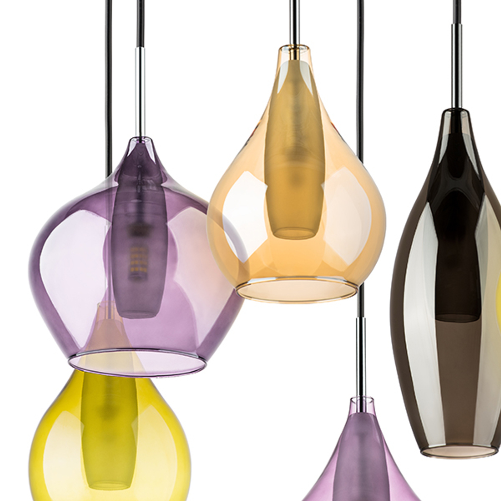 803125 Подвес PENTOLA 12x25W G9 хром/янтарь/дымчатый/оливковый/сливовый