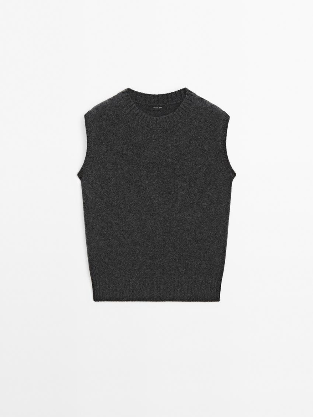 Massimo Dutti Жилет оверсайз из 100% кашемира, антрацитово-серый