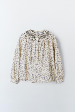 ZARA РУБАШКА С ЦВЕТОЧНОЙ ВЫШИВКОЙ, РАЗНОЦВЕТНЫЙ