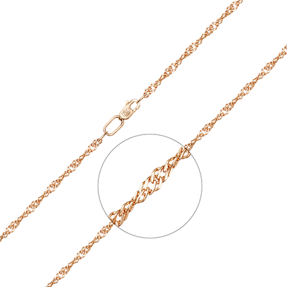 Браслет из красного золота с алмазной гранью (плетение «Сингапур»)