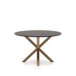 ARYA Стол  Ø 119 с черной столешницей из МДФ на стальных ножках с натуральной отделкой