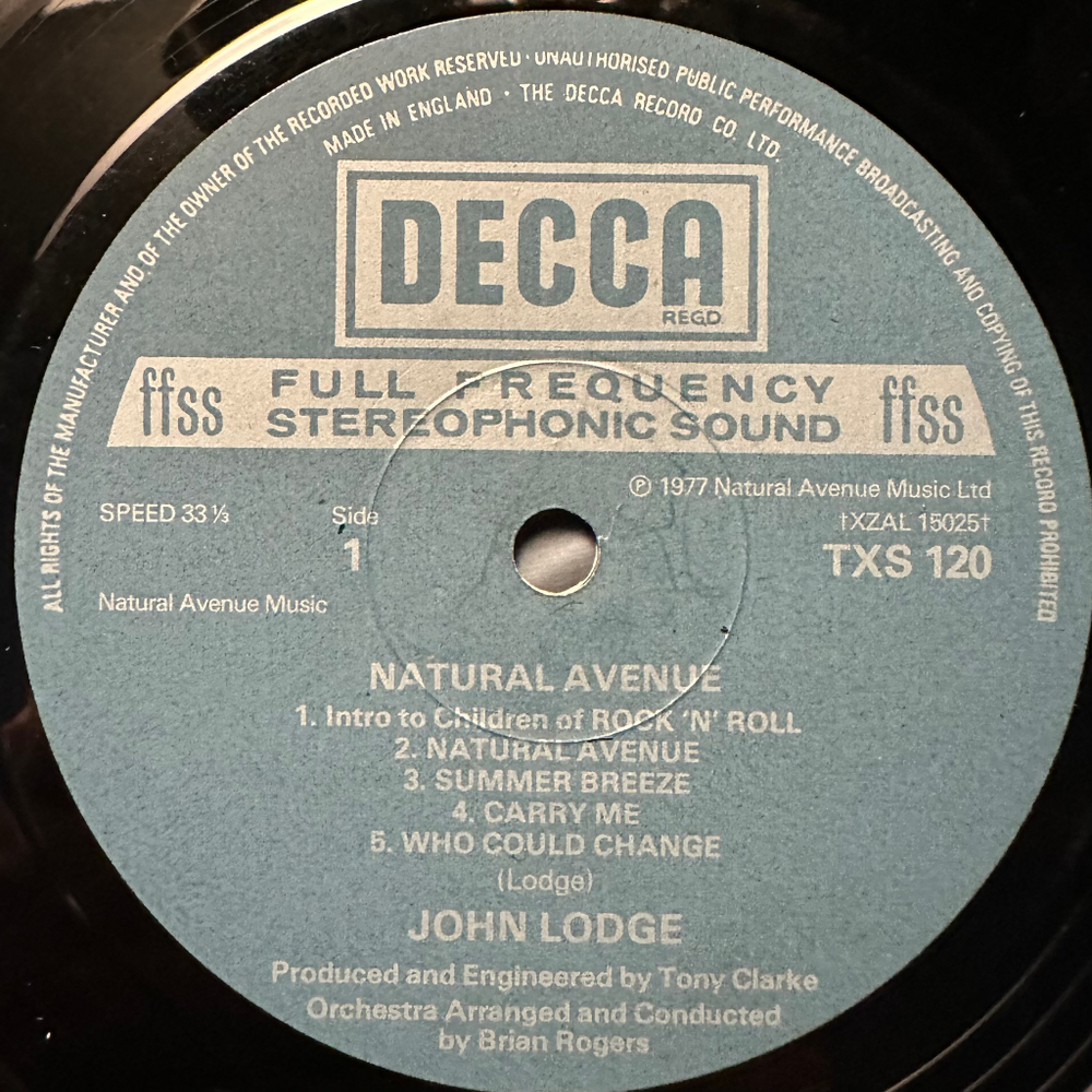 John Lodge - Natural Avenue (Англия 1977г.)