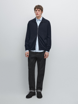 Massimo Dutti Кардиган на молнии, темно-синий