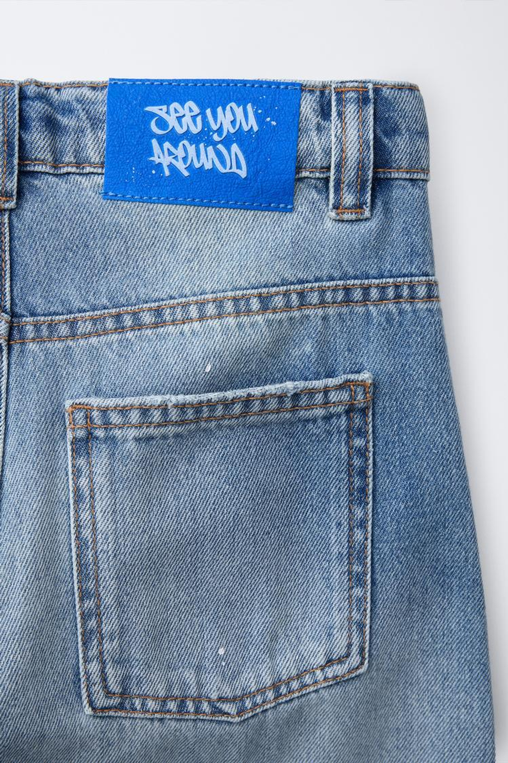 ZARA ДЖИНСЫ RELAXED BALLOON, ГОЛУБОЙ