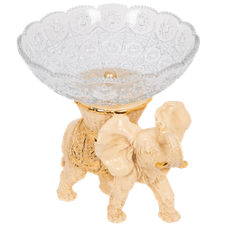Фруктовница-конфетница Слон Джайпурарт со стеклянной чашей 7373 Айвори