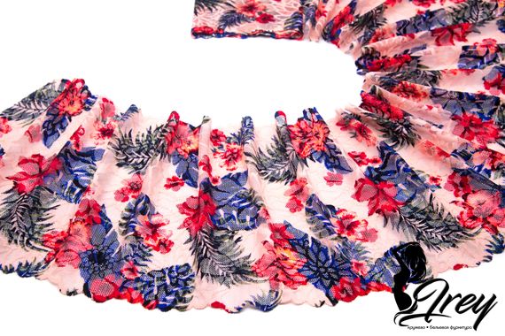 03-243 ОПТ Кружево эластичное 22 см, Сapri, т.синий/красный/зеленый/персик