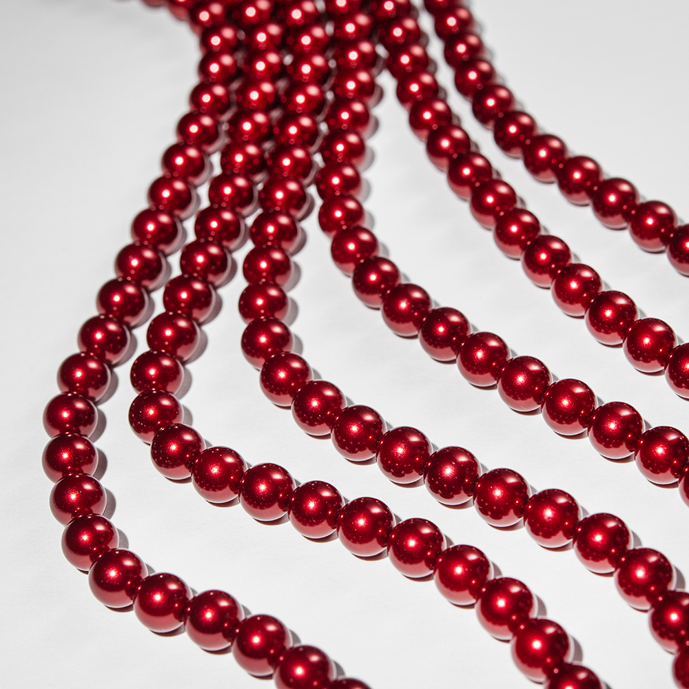 Хрустальный жемчуг, оттенок "Красный", шар 10мм, улучшенное покрытие