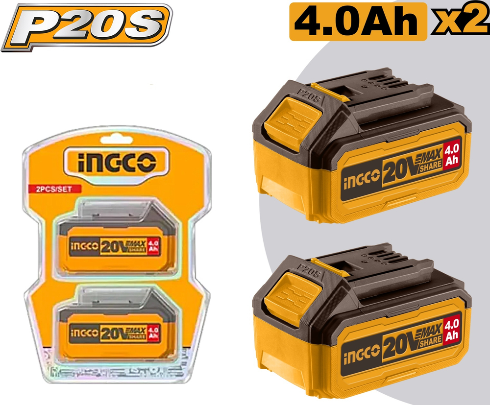 Набор аккумуляторов Li-ion 4.0 Ач 2 шт INGCO COSLI240312 INDUSTRIAL