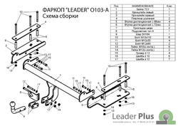 Фаркоп(прицепное) Лидер-Плюс для OPEL VECTRA C (седан) 2002/3-2008(паспорт и сертификат в комплекте)(без электрики)O103-A