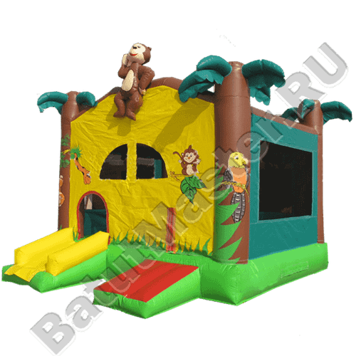 Коммерческий надувной батут "Джунгли" с крышей
