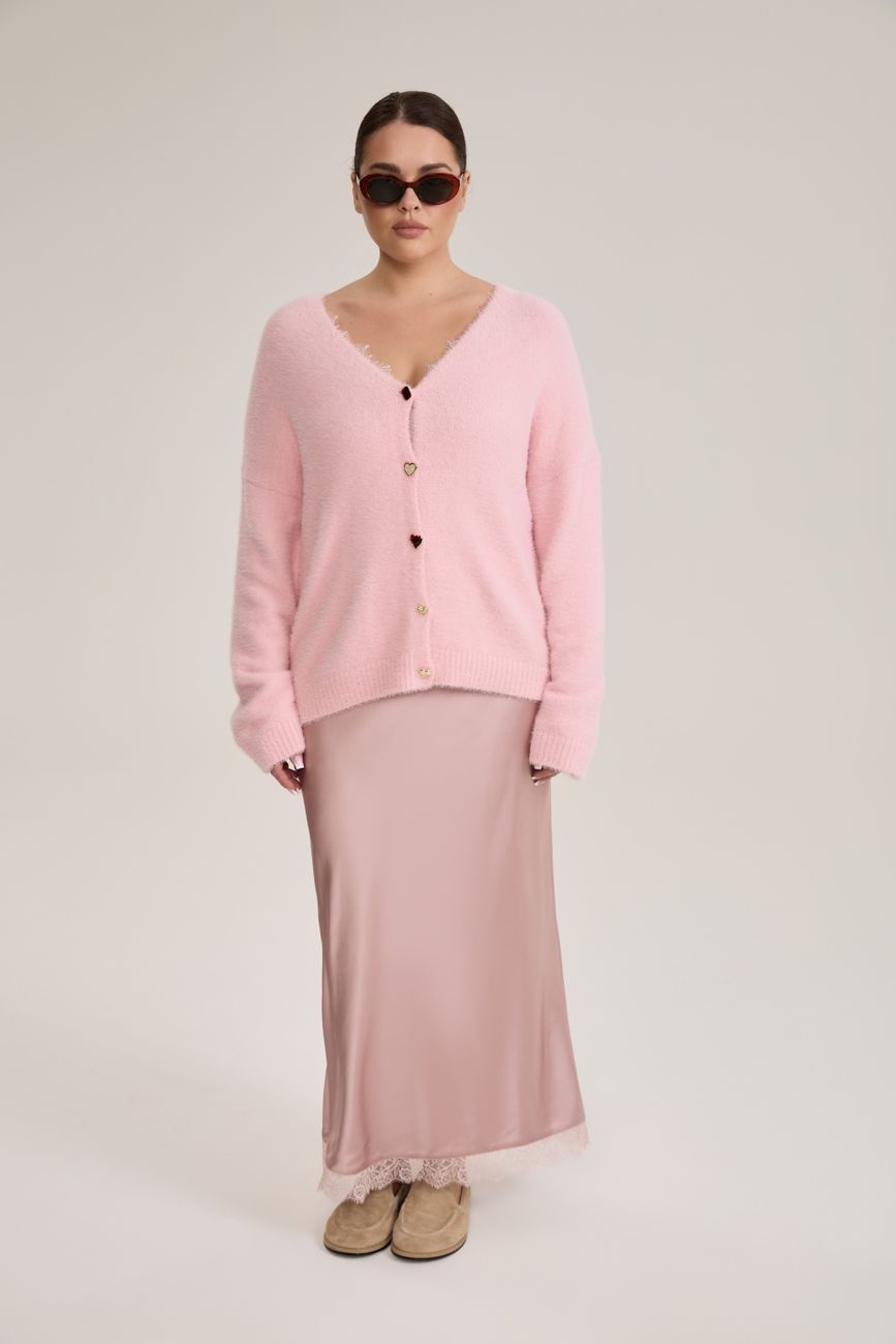 Кардиган травка, светло-розовый
