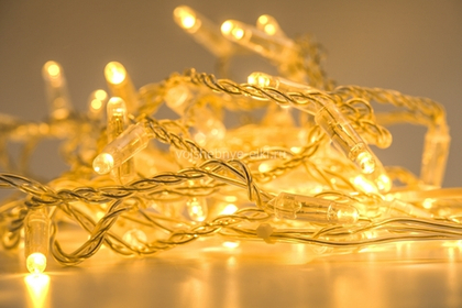 Светодиодная Нить 10 м, тёплый белый без мерцания, 100 LED, прозрачный провод ПВХ, IP65, 220 В, ALEDUS