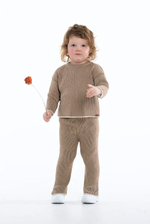 Джемпер+брюки для девочек "Лапша" хлопок р-р 98-104, кофе 2263
