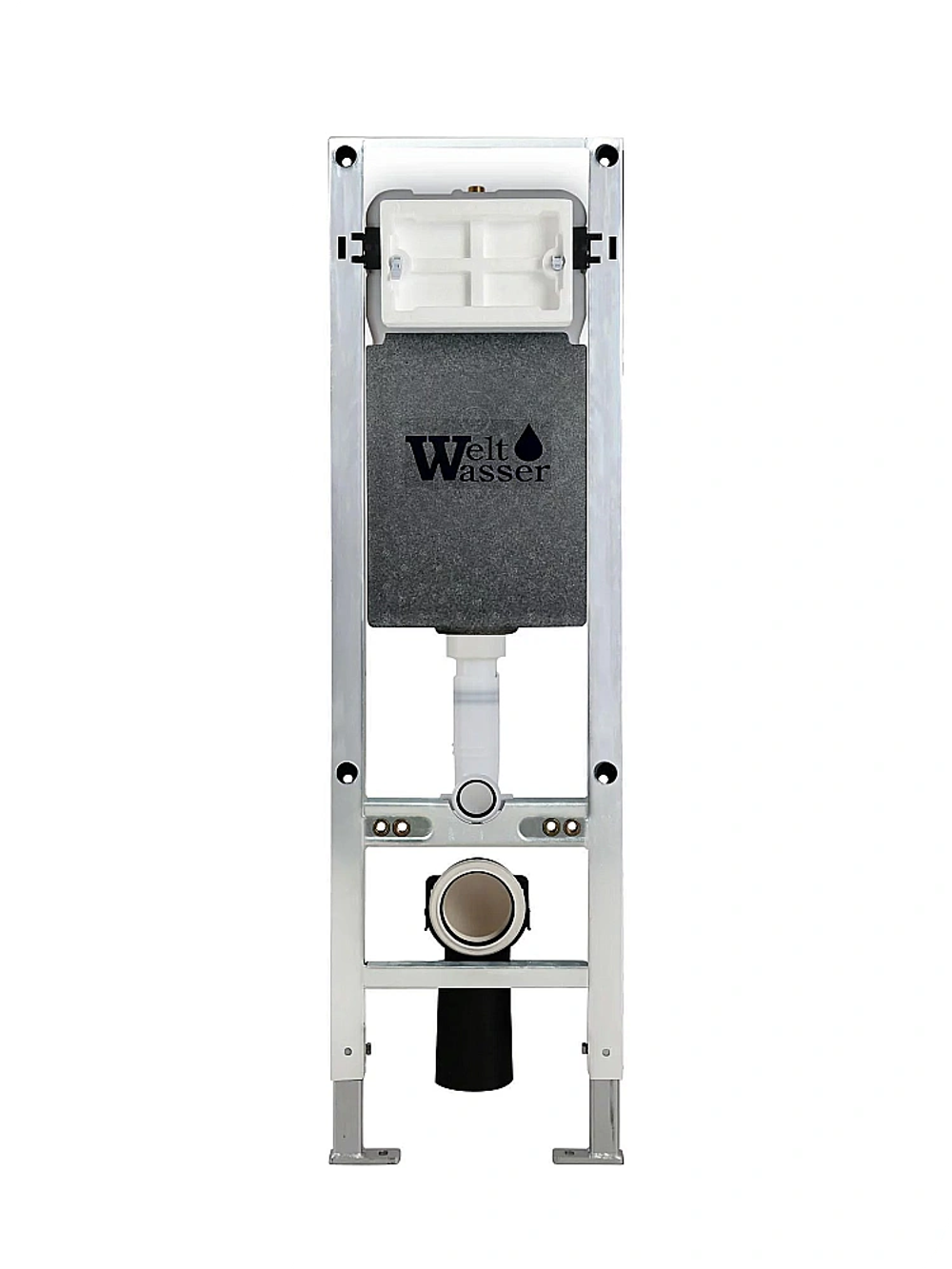 Унитаз подвесной WeltWasser AMBERG 350 ST + GELBACH 043 MT-WT + AMBERG RD-CR белый матовый, безободковый, с крышкой микролифт, слив-торнадо, с инсталляцией и кнопкой хром глянцевый
