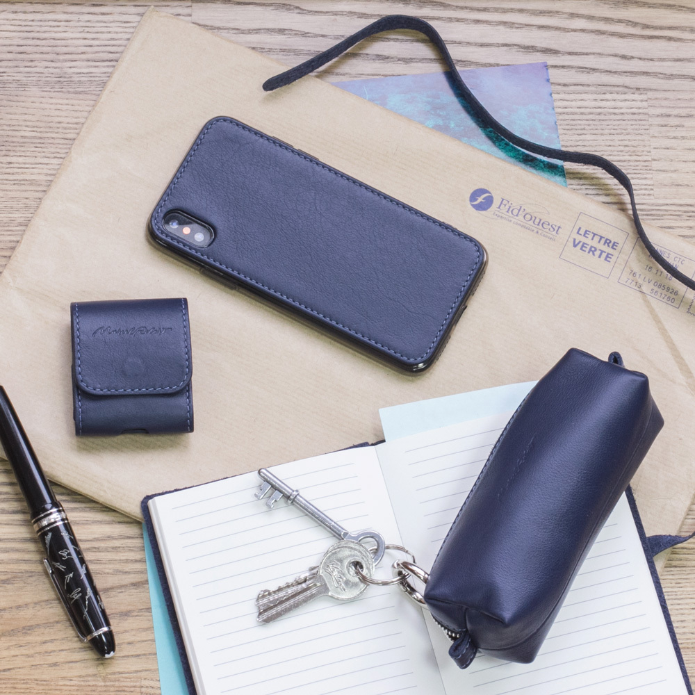 Чехол для наушников Petit из кожи теленка, цвета индиго