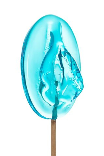 Леденец в форме вагины со вкусом блю кюрасао - 50 гр. (Цвет: голубой)