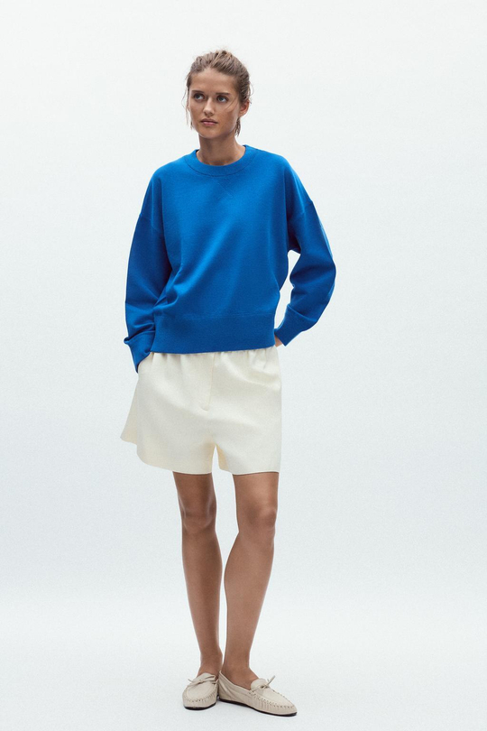 ZARA ОДНОТОННАЯ ТОЛСТОВКА, ЯРКО-СИНИЙ