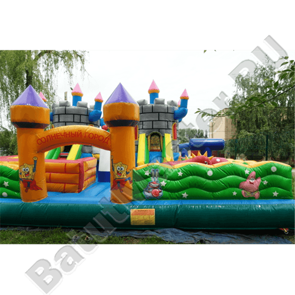 Большой надувной батут "Средневековье" 20*20*5 м