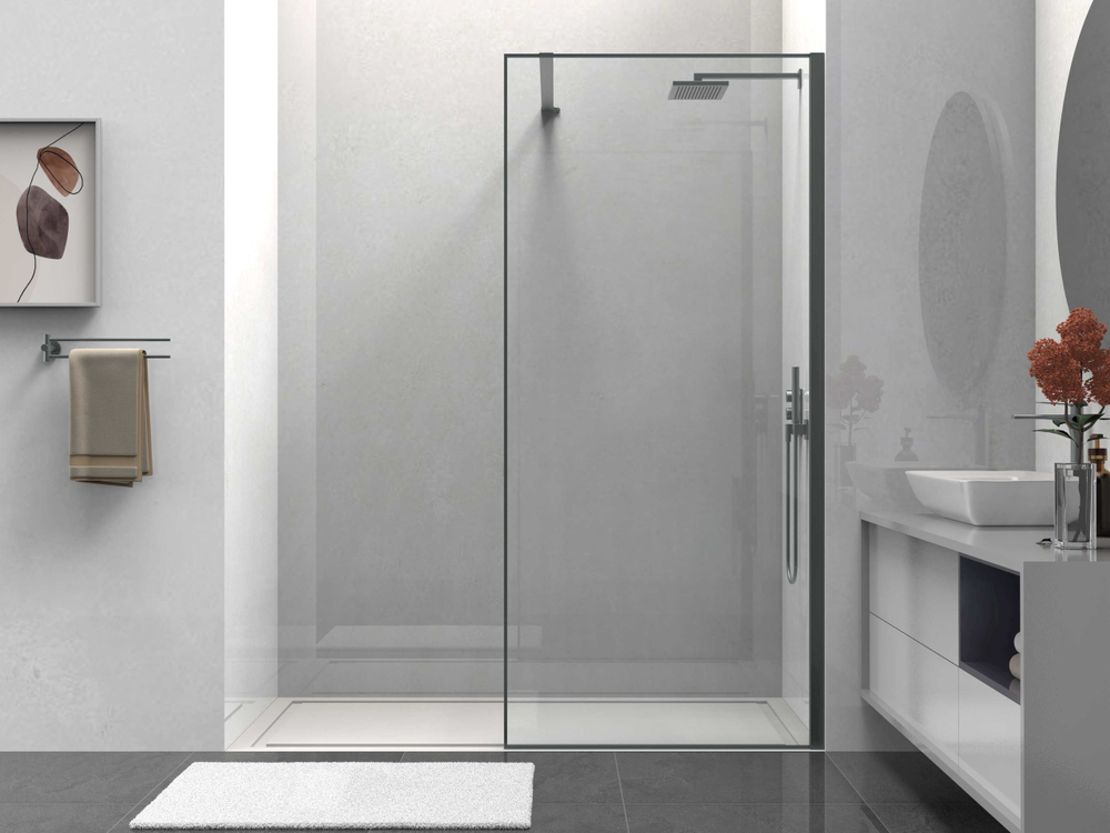 Душевая перегородка Walk-In VSW-1HS800CLGM, 800*2000, вороненая сталь, стекло прозрачное