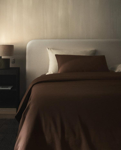 ZARA HOME (200 НИТЕЙ) ПОДОДЕЯЛЬНИК ИЗ ХЛОПКА ПЕРКАЛЬ, ШОКОЛАДНО-КОРИЧНЕВЫЙ