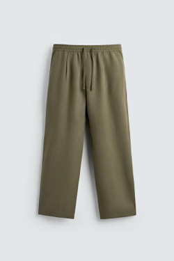 ZARA СТРУЯЩИЕСЯ БРЮКИ RELAXED FIT, ОЛИВКОВЫЙ