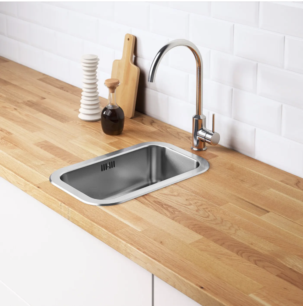 Встраиваемая раковина IKEA BOHOLMEN (БУХОЛЬМЕН), Нержавеющая сталь, 47x30 см