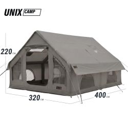 Надувная палатка UNIX Camp Sirius 4х3 серый (+ навес)