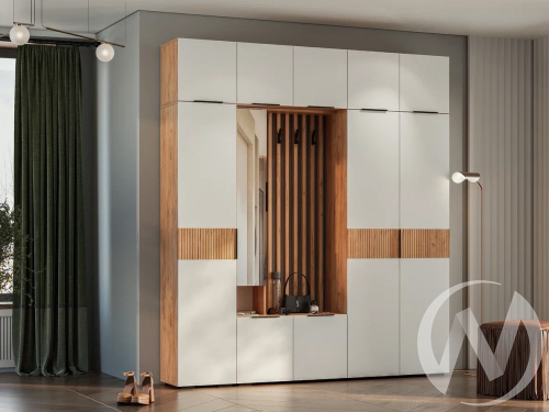 Прихожая "Сандра" (крафт/белый; тортуга (M-27) Комплектация 7