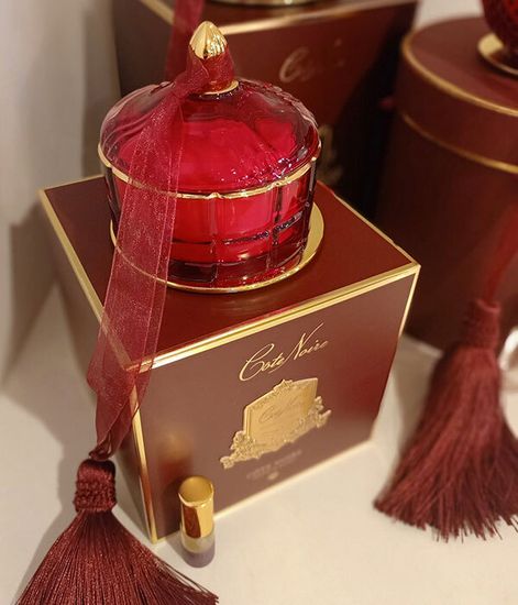 Удовая роза, красная свеча Арт-деко с кисточкой, Cote Noire