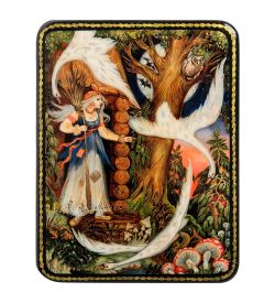 Народные промыслы ШК-19/ 4-E Шкатулка в технике декупаж «Гуси-лебеди» (10х8х3,5)