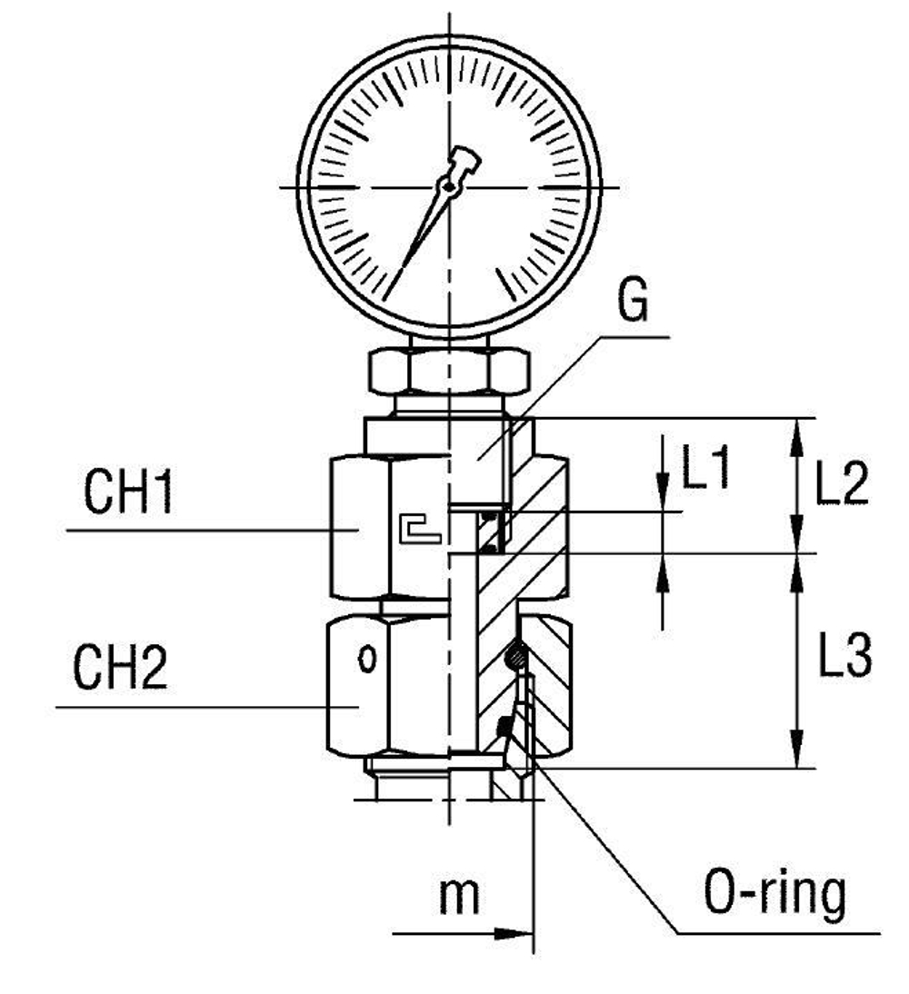 Соединение GCN DL12 18х1.5 BSP 1/4 (без манометра)