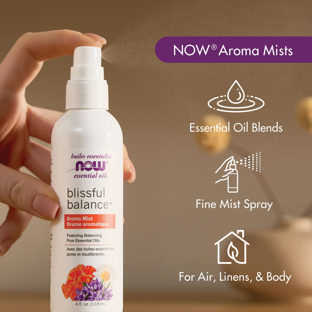 NOW Foods, Essential Oils, ароматический спрей Blissful Balance ™, 118 мл (4 жидк. Унции)
