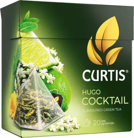 Curtis Hugo Cocktail, чёрный чай с ароматом бузины и мяты в пирамидках, 20 × 1,8г. Кёртис