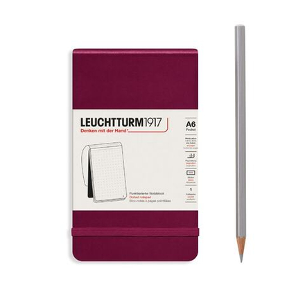 Блокнот Leuchtturm1917 Portrait Pocket A6 (9x15см.) 80г/м2 - 184 стр. в точку, твердая обложка, цвет: Красный Портвейн