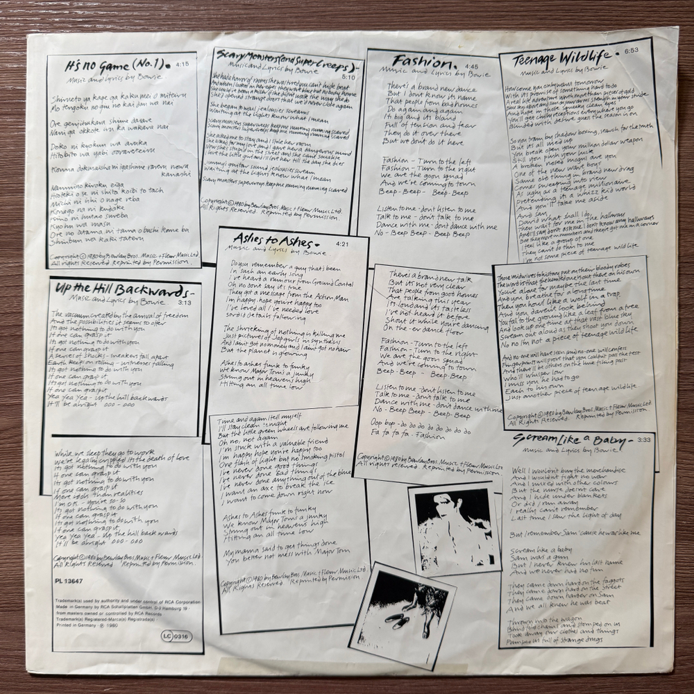 David Bowie ‎– Scary Monsters (США 1980г.)