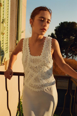ZARA ПЛАТЬЕ ИЗ ТКАНИ КРОШЕ, ЭКРЮ