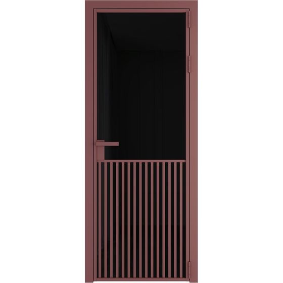 Алюминиевая дверь 15AG красный антрацит стекло чёрный триплекс