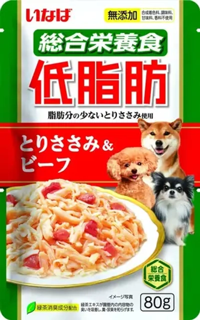 Inaba teishibo влажный корм для взрослых собак куриное филе с говядиной в желе, в паучах - 80 г