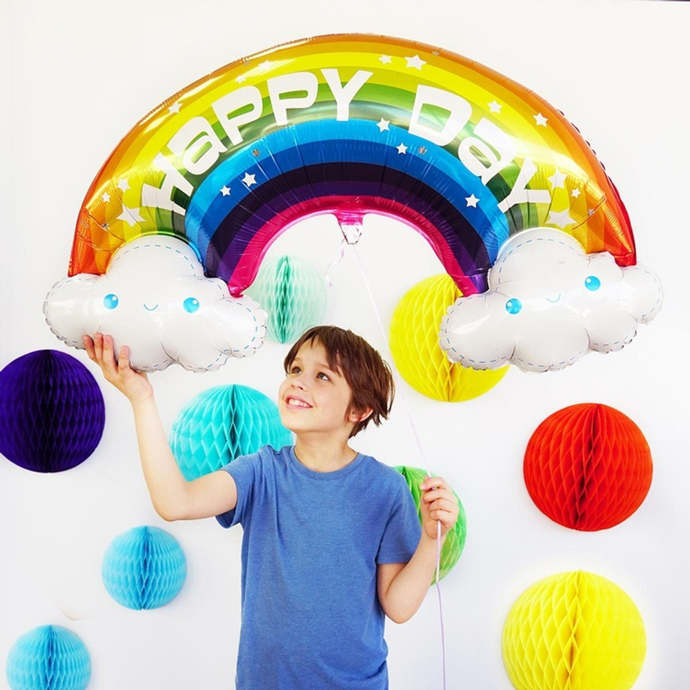 Фольгированный шар-фигура «HAPPY DAY. Радуга в облаках», 99 см