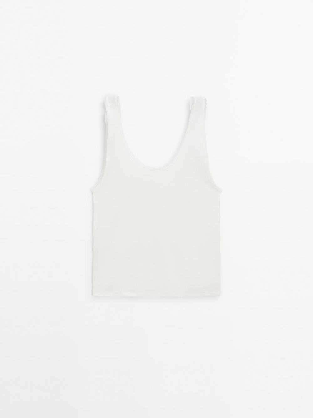 Massimo Dutti Топ из смесового хлопа, натуральный, кремовый