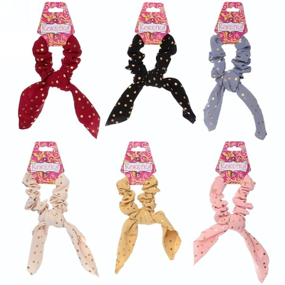 Резинка для волос 1шт «Collection KiKil», принт золотой горошек, микс 6 цветов, d-8.5см